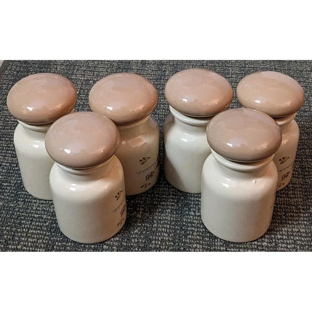 Vintage International Heartland Spice Jars Set 6 Ceramic Canisters Farmcore